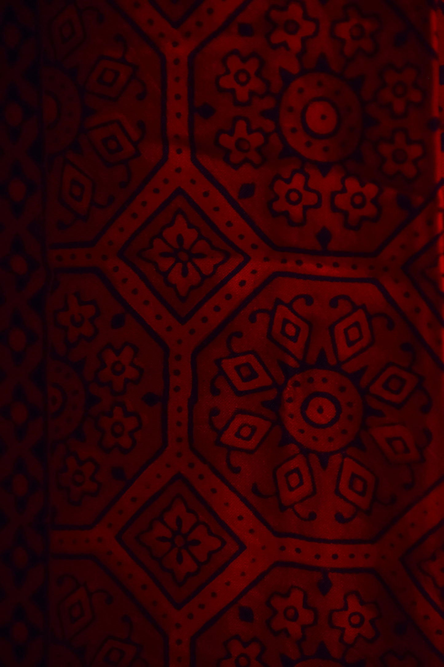 Handpainted Red & Black Ajrakh Premium Modal Silk