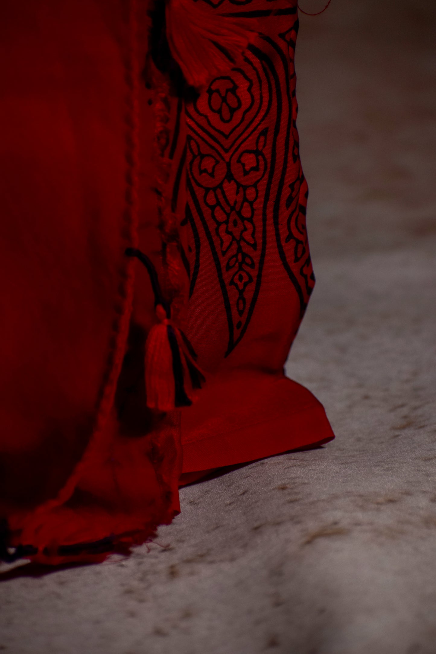 Handpainted Red & Black Ajrakh Premium Modal Silk