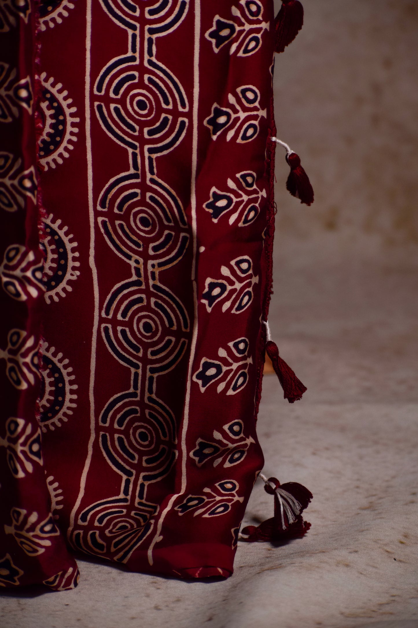 Handpainted Red Ajrakh Premium Modal Silk