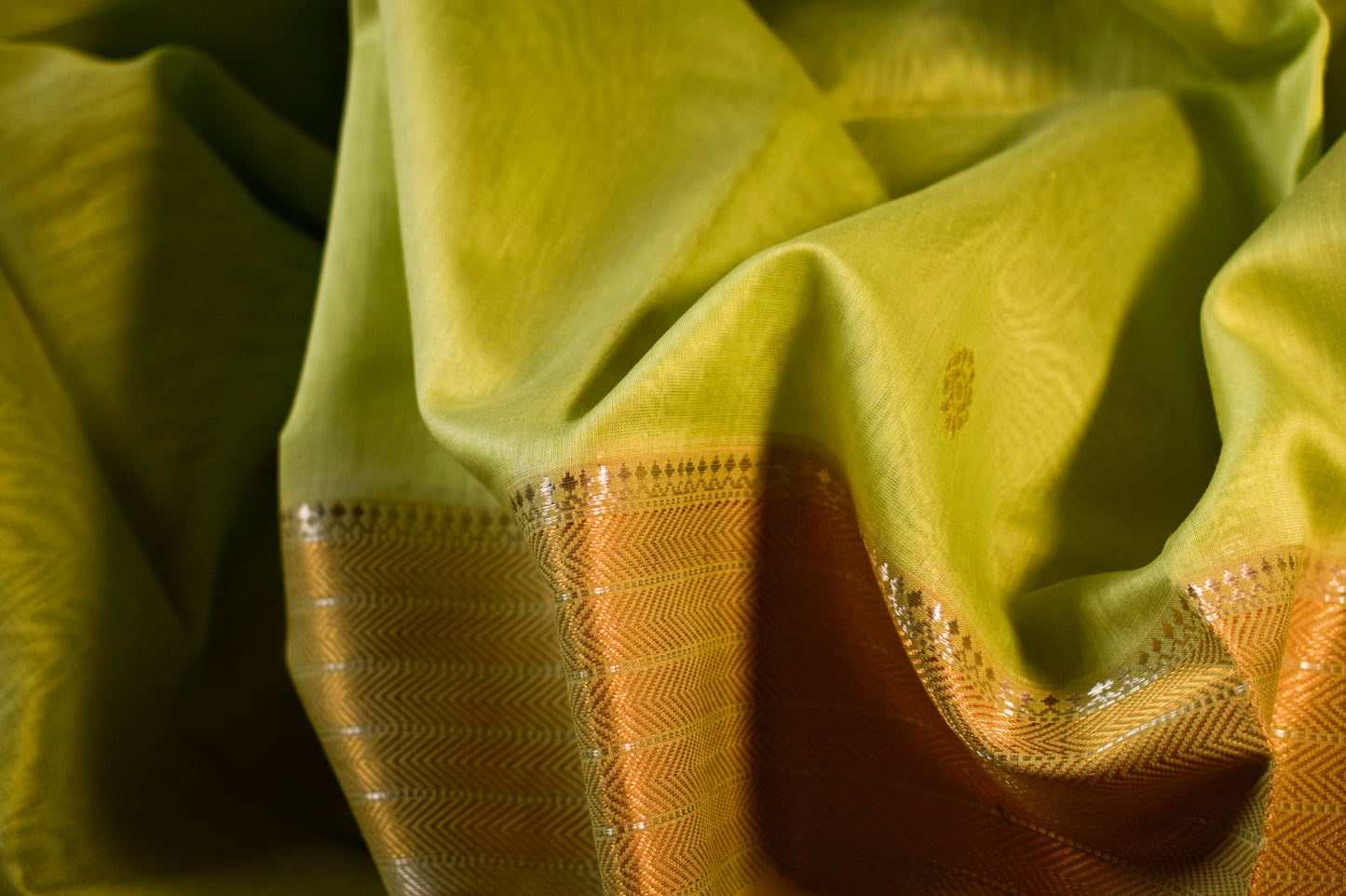 Light Green Silk Cotton Maheshwari Saree MAHSC10
