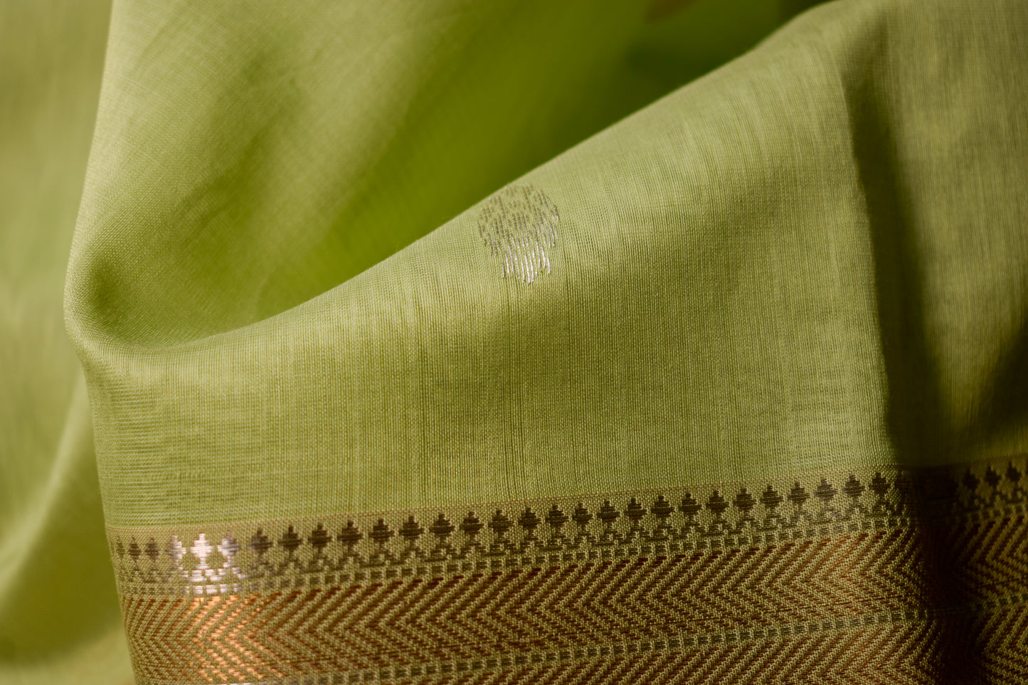 Light Green Silk Cotton Maheshwari Saree MAHSC10