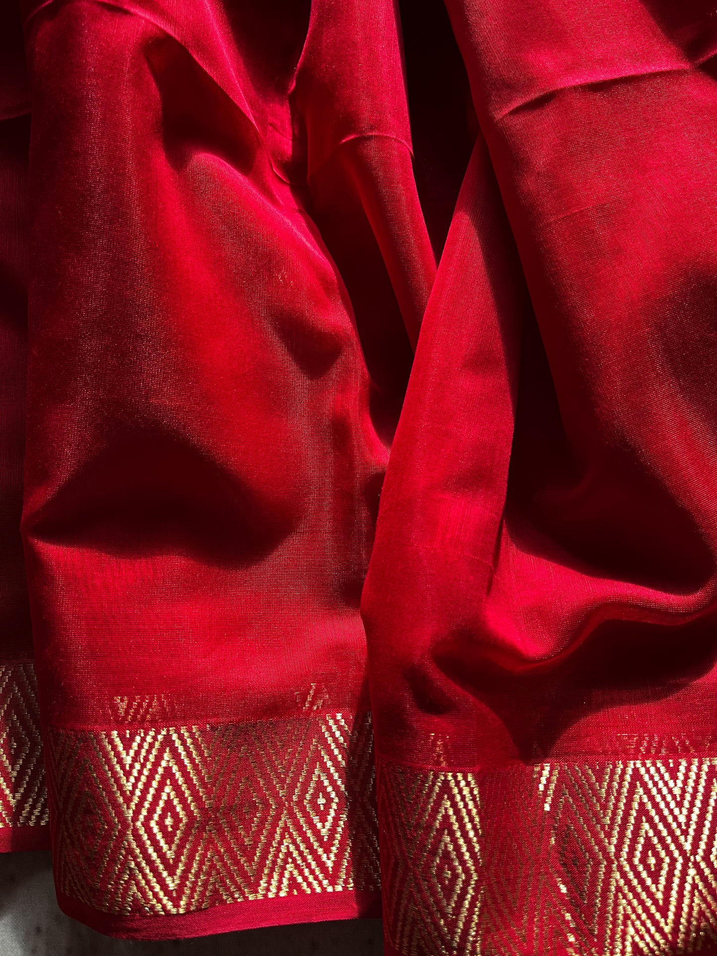 Red Silk Cotton Maheshwari Saree