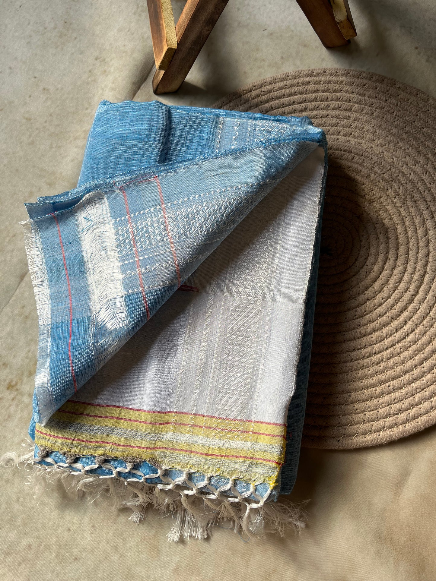 Light Blue Handloom Ilkal Saree