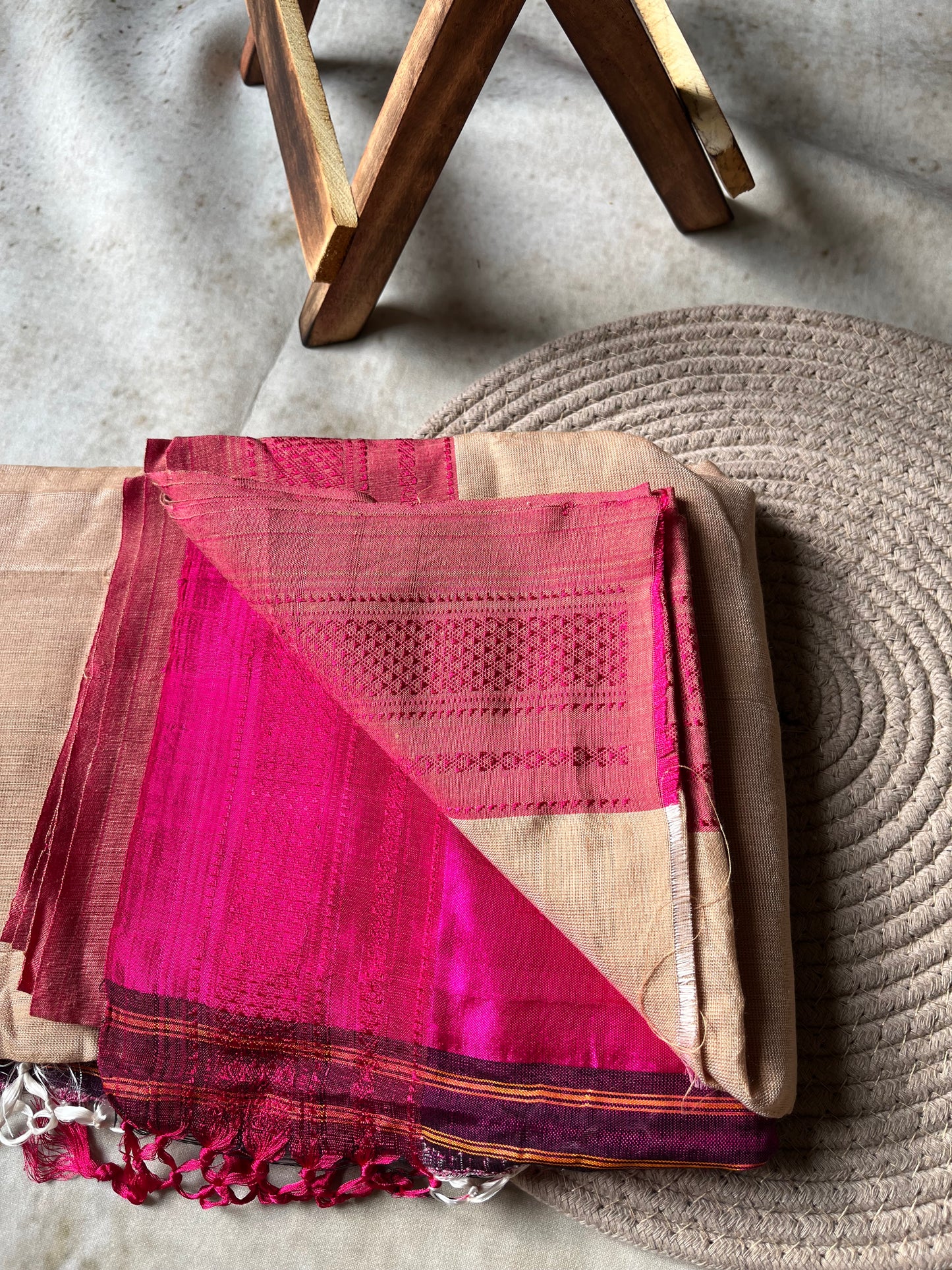 Beige Handloom Ilkal Saree