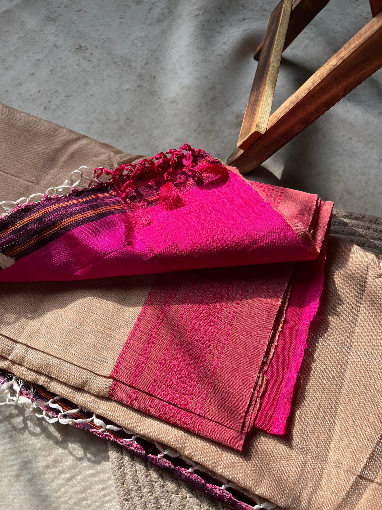 Beige Handloom Ilkal Saree