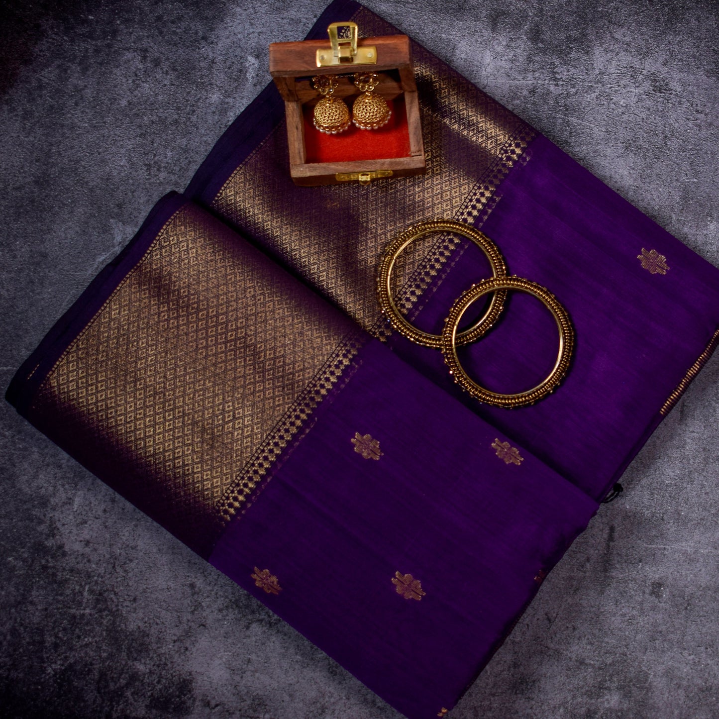 Purple Silk Cotton Maheshwari Saree MAHSC04