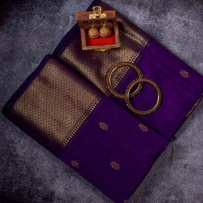 Purple Silk Cotton Maheshwari Saree MAHSC04