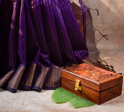 Purple Silk Cotton Maheshwari Saree  MAHSC05