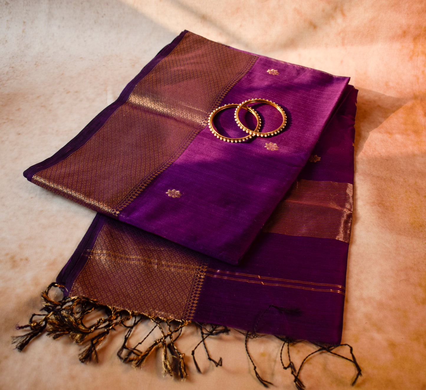 Purple Silk Cotton Maheshwari Saree MAHSC04