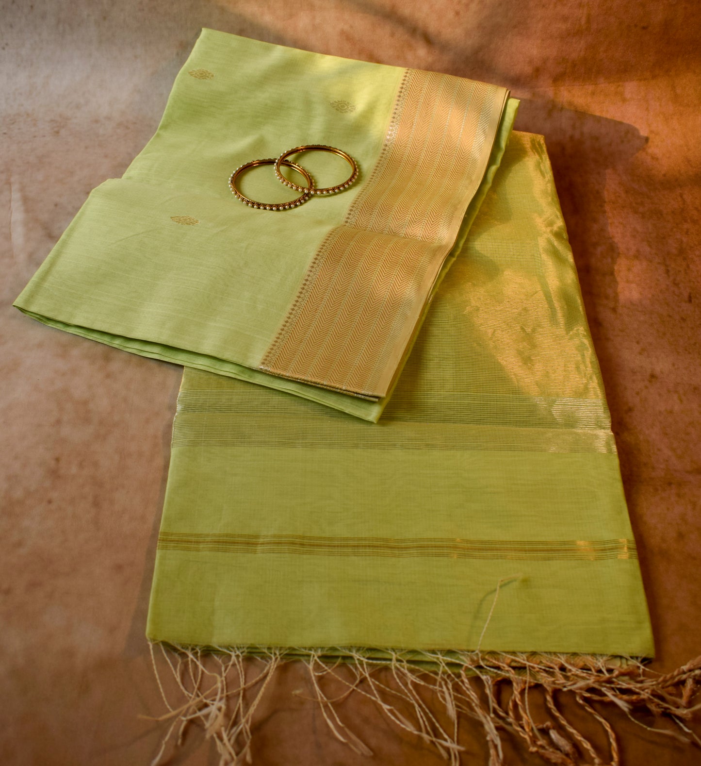 Light Green Silk Cotton Maheshwari Saree MAHSC10