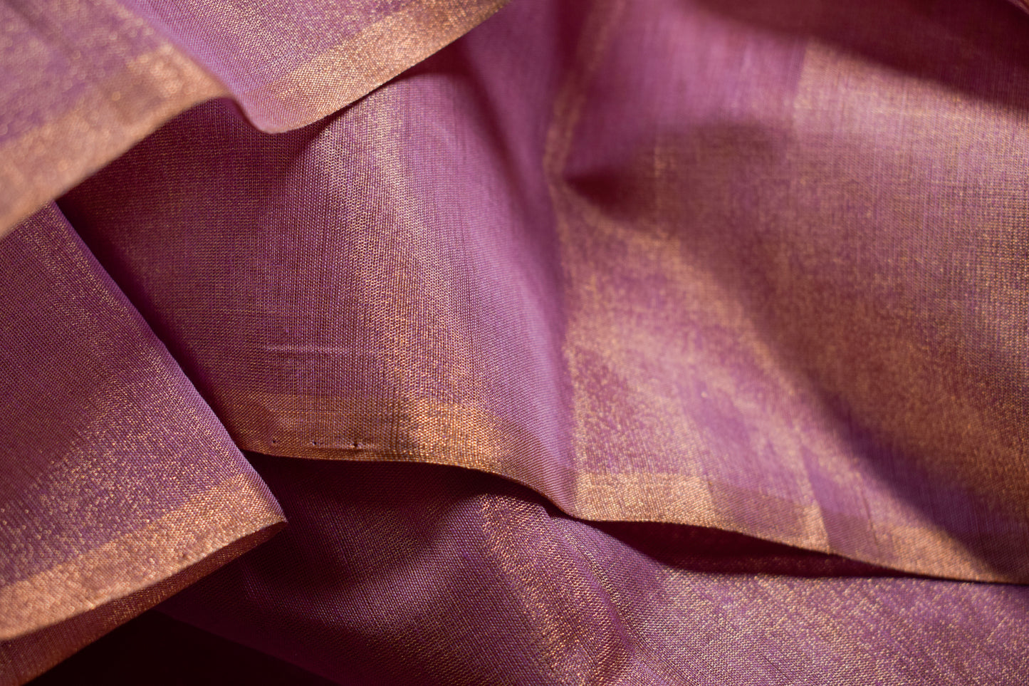 Plain Lavender Tissue Silk Maheshwari Saree With Golden Zaree MAHTS06
