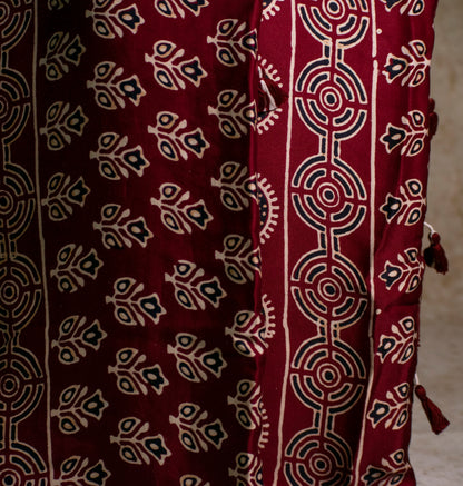 Handpainted Red Ajrakh Premium Modal Silk