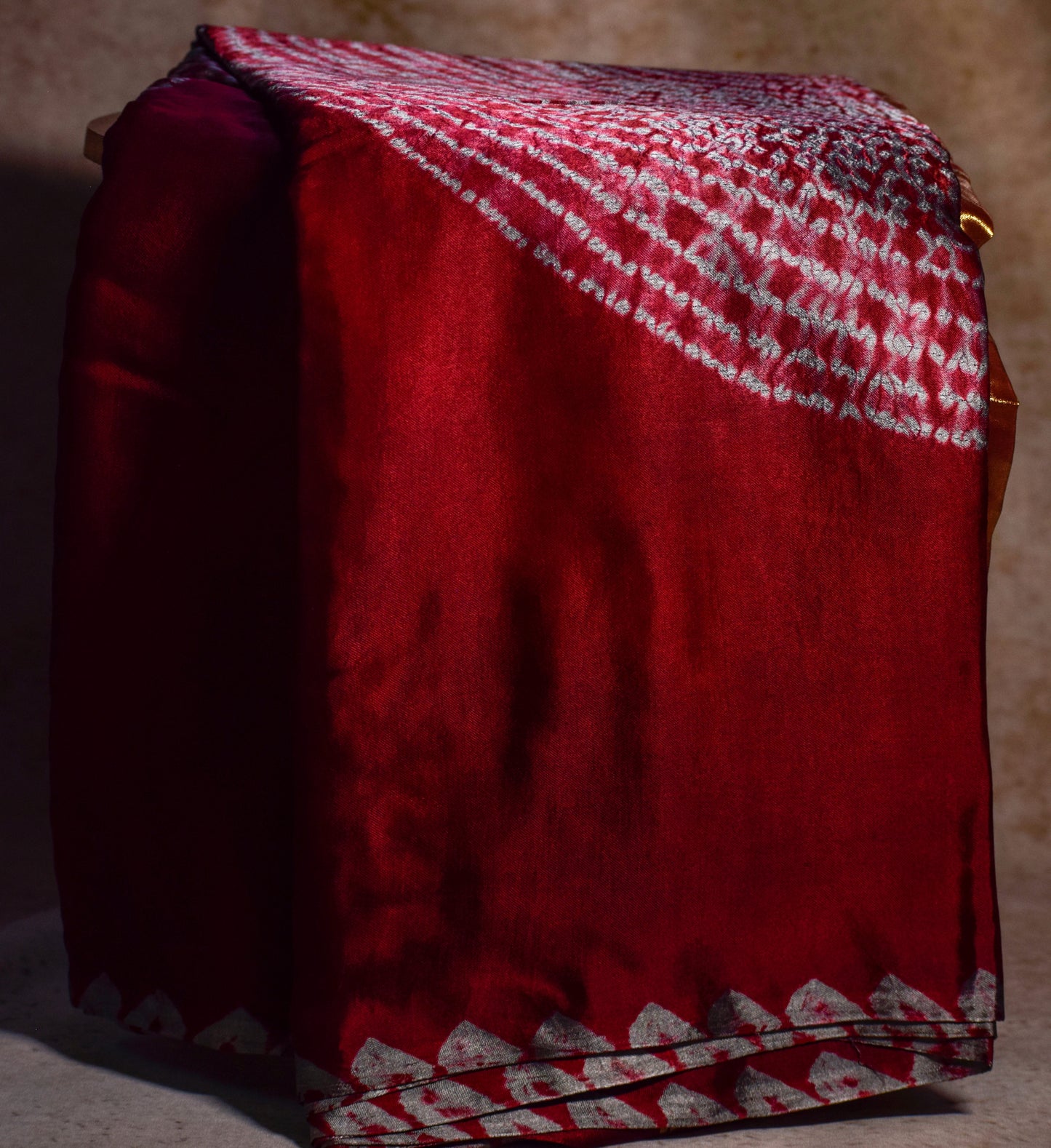 Handpainted Maroon Shibori Modal Silk