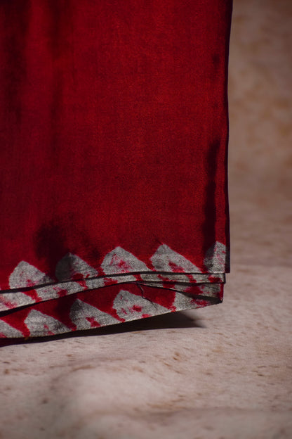 Handpainted Maroon Shibori Modal Silk