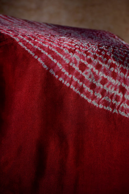 Handpainted Maroon Shibori Modal Silk