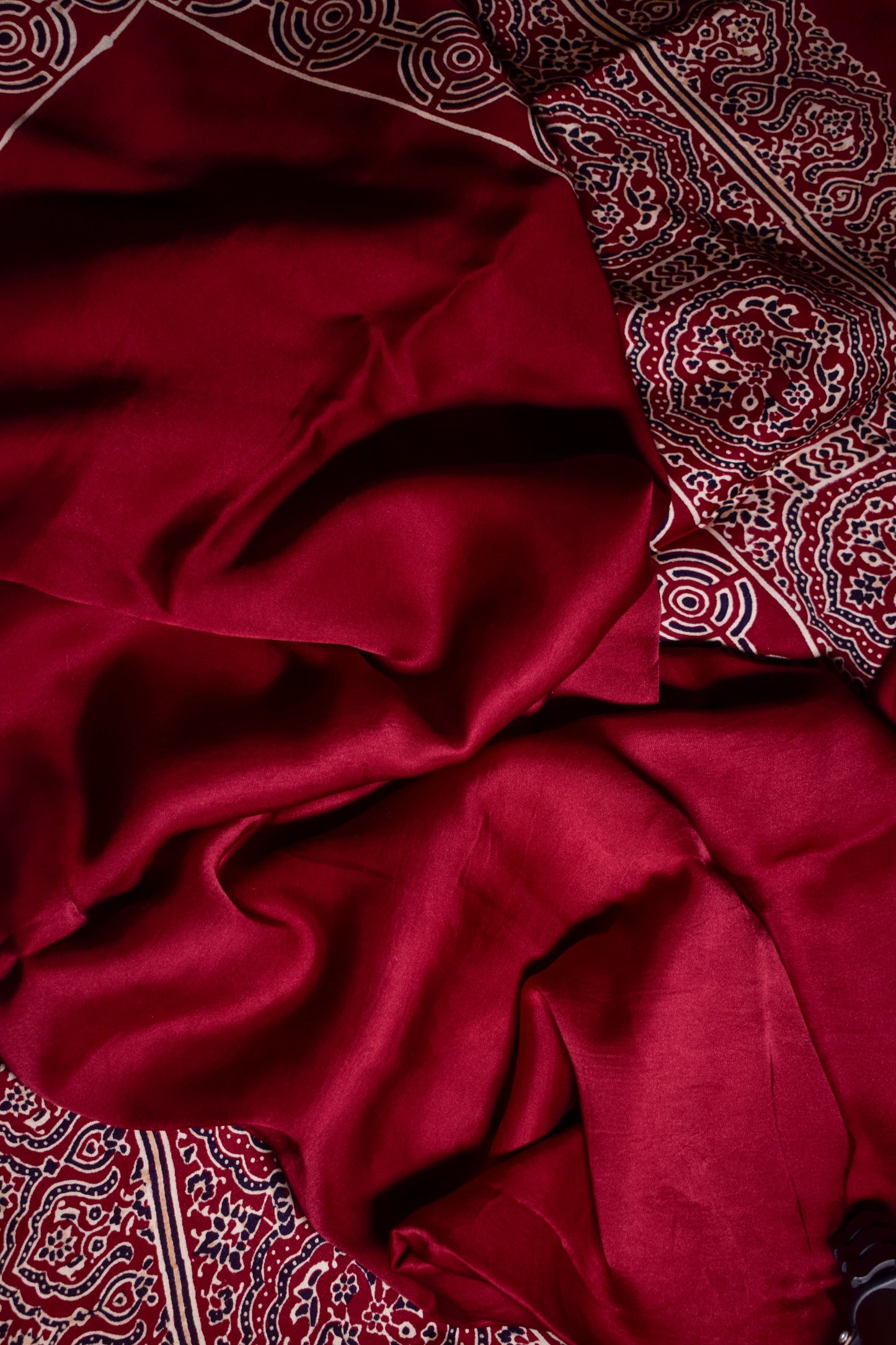 Handpainted Red Ajrakh Premium Modal Silk