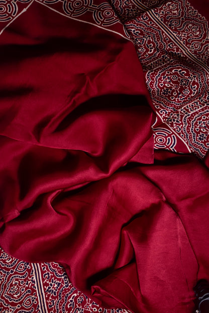 Handpainted Red Ajrakh Premium Modal Silk