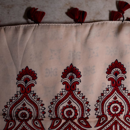 Handpainted White Ajrakh Premium Modal Silk