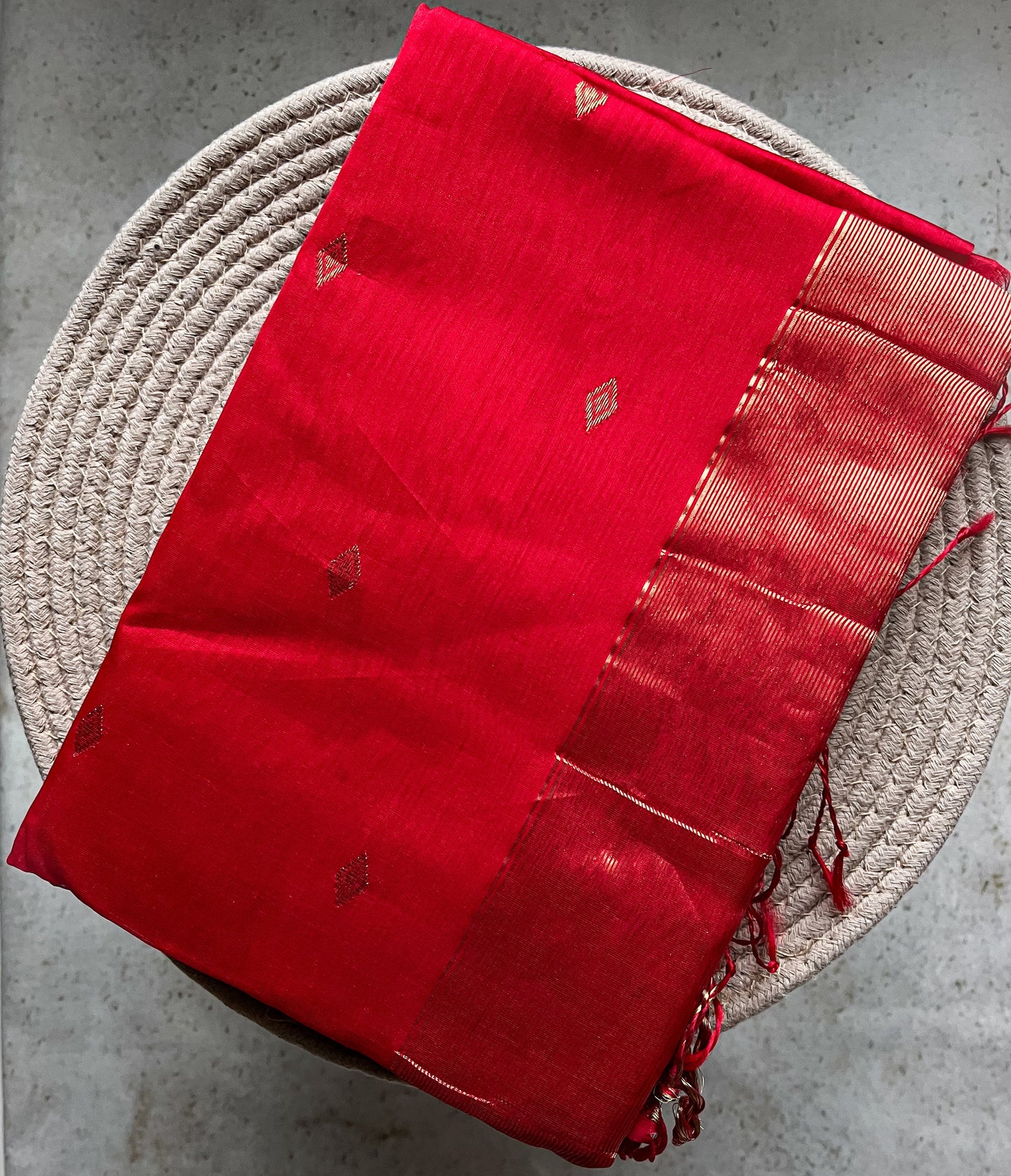 Red Silk Cotton Maheshwari Saree