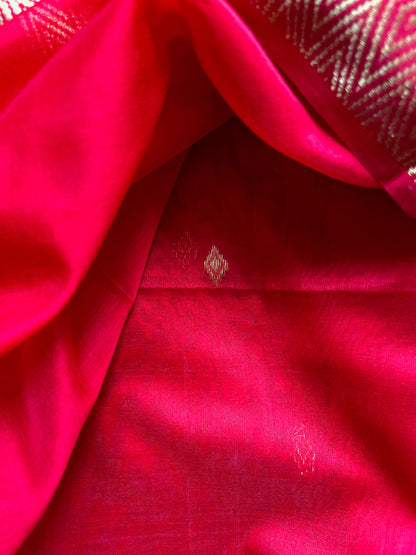 Red Silk Cotton Maheshwari Saree