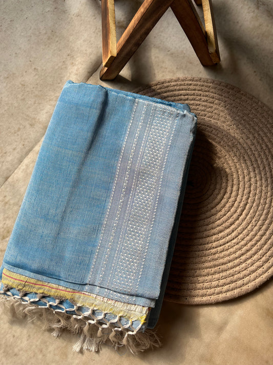 Light Blue Handloom Ilkal Saree