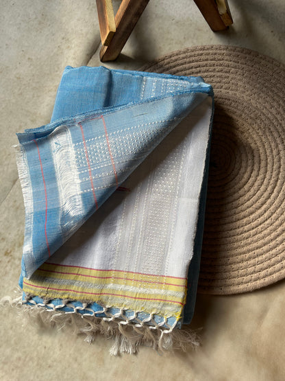 Light Blue Handloom Ilkal Saree