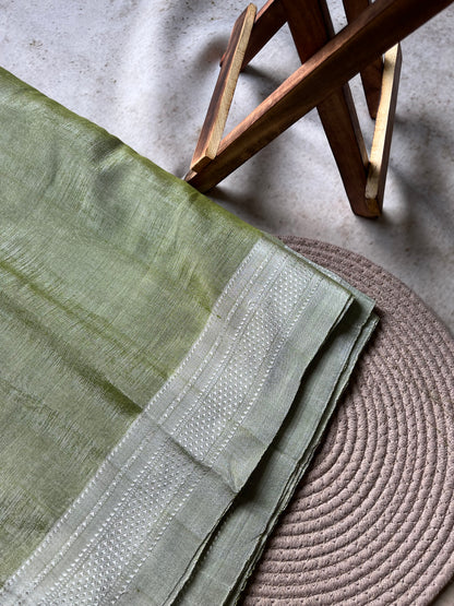 Pista Green Handloom Ilkal Saree