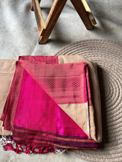 Beige Handloom Ilkal Saree