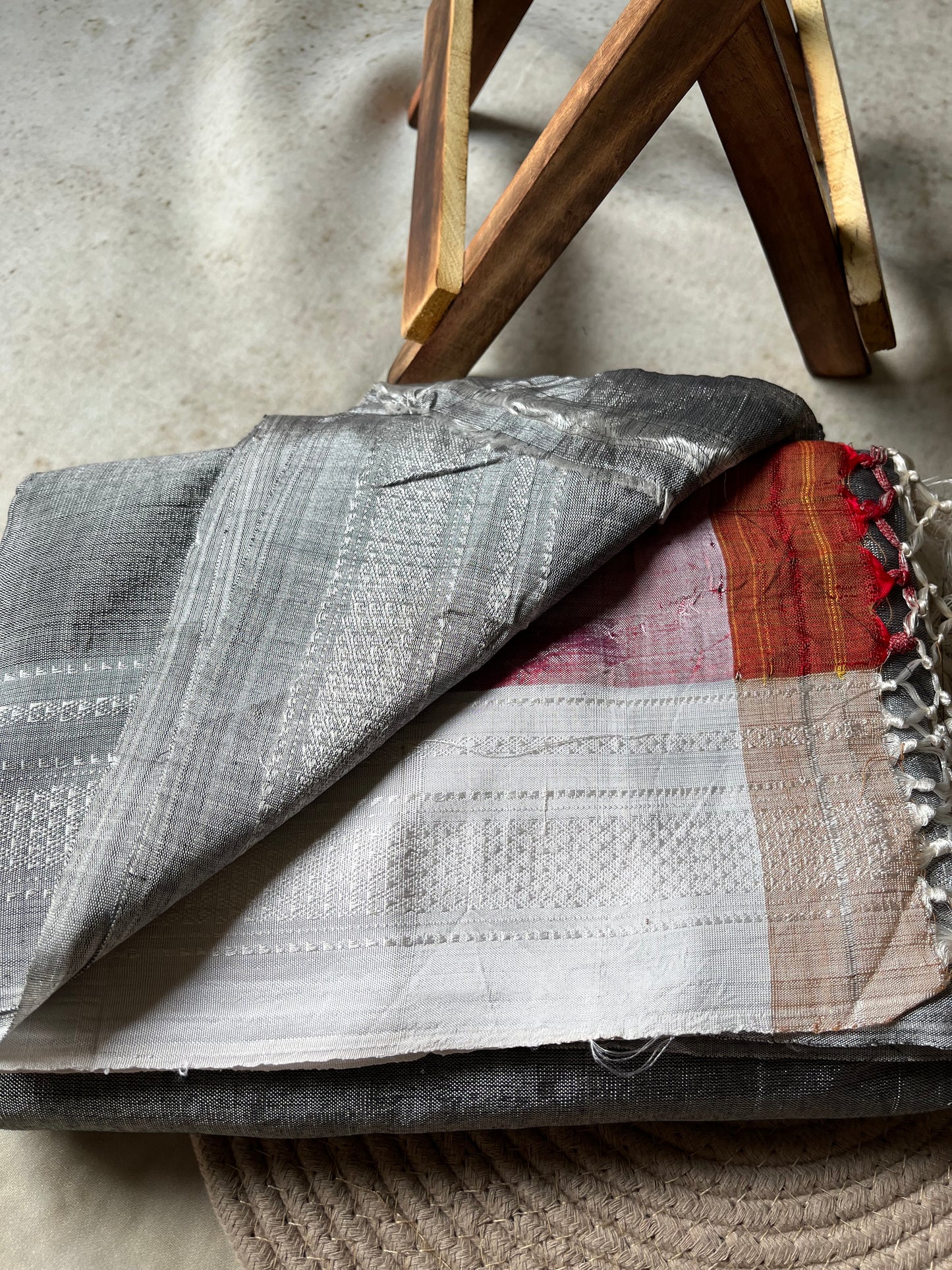 Grey Handloom Ilkal Saree