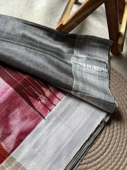 Grey Handloom Ilkal Saree